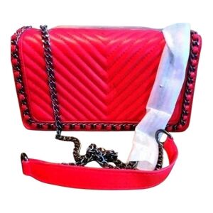 Vegan Red leather with gun metal chain detai NlP